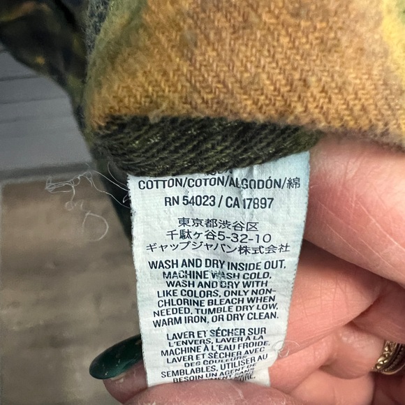 NWT Plaid Button Down Bleached Flannel Shirt with Love Patch - Picture 3 of 4